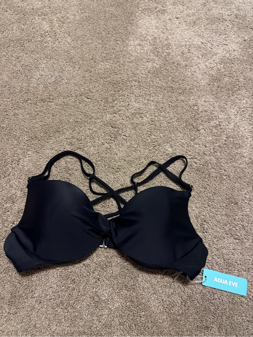 Aqua Eve Black Strappy Push-Up Bikini Top
